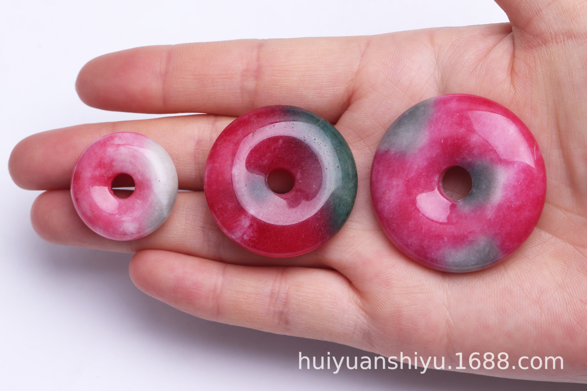 桃花玉平安扣吊坠干青桃翠项链挂件女款招桃花保平安