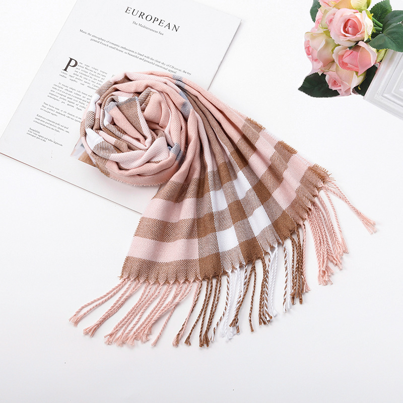 Autumn and Winter New British Plaid Artificial Cashmere Scarf Children's Tassel Warm Shawl Dual-Use Men's and Women's Neck Warmer Wholesale