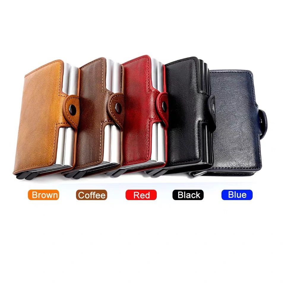 Factory Direct Supply Automatic Card Holder Shielding Anti-Theft Swiping Wallet Aluminum Alloy Card Box Card Holder Card Holder Logo