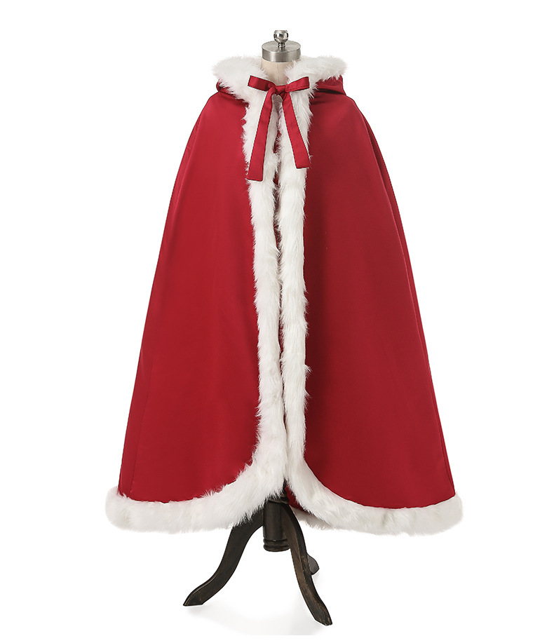 亚马逊热销时尚欧美加长款 披风连帽影视拍摄毛披肩斗篷经销批发