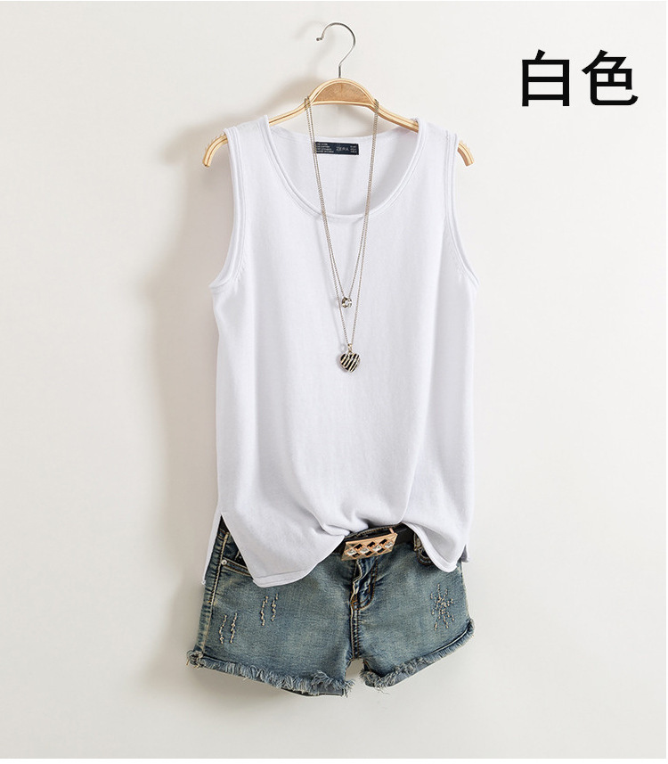 Large Size Pure Cotton Camisole Women's Summer New I-Shaped Sleeveless Knitted Bottoming Shirt Short Outer Wear Loose Top