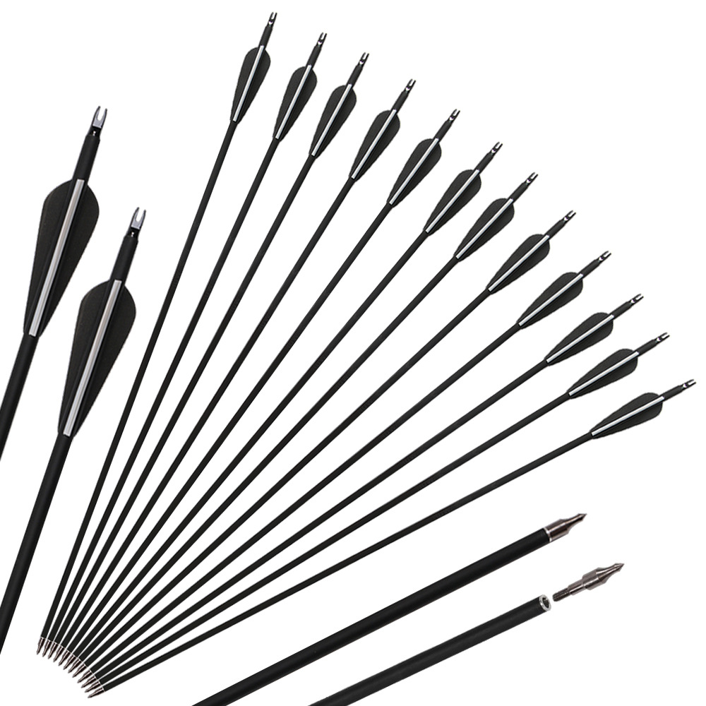 huwairen 碳纤维箭杆 酷黑可换箭头箭支 射箭用品 混碳箭