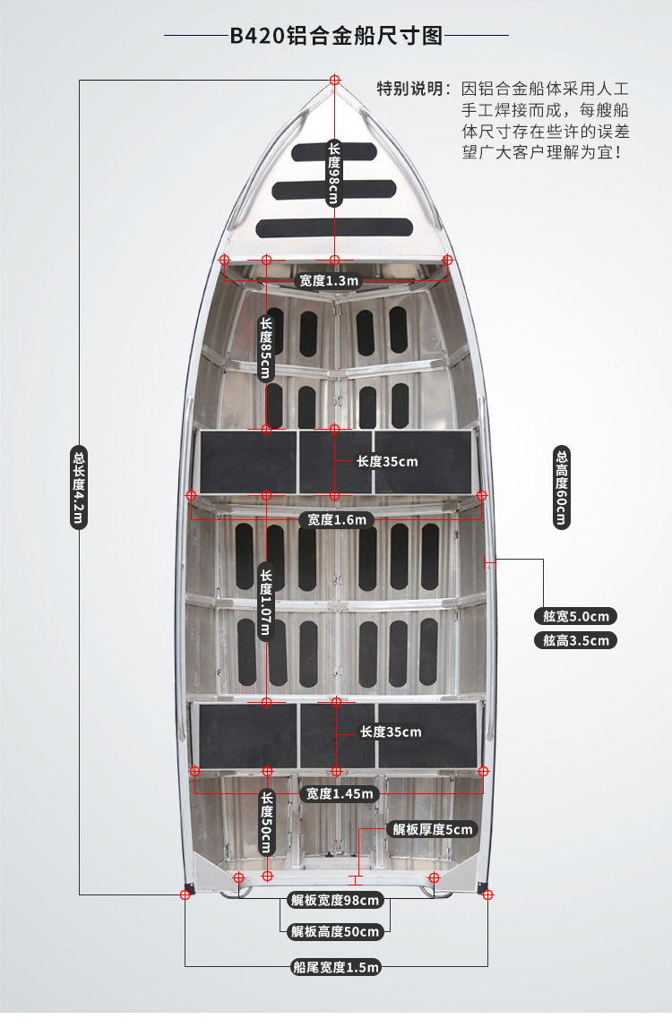 铝合金船 铝船 钓鱼船 捕鱼船 路亚艇 可配船外机