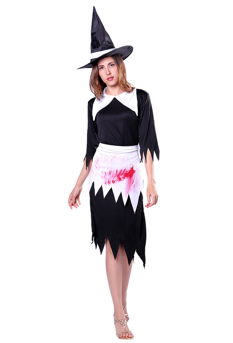 复活节表演服装cosplay白黑裙巫婆角色扮演女巫套装舞台演出服装