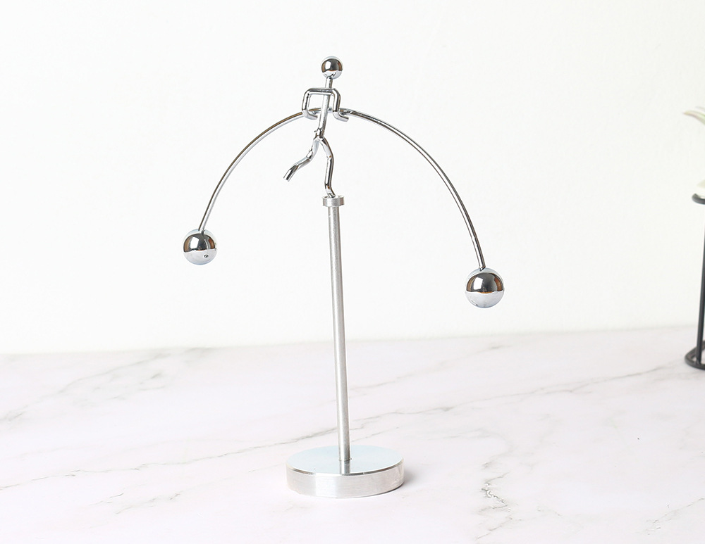 大号/创意不锈钢平衡球不倒翁小人惯性摆件摇摆减压铁人益智玩具