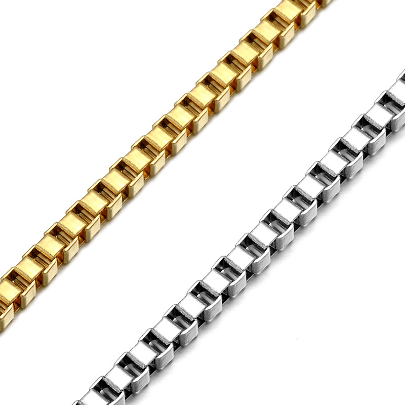 不锈钢方盒仔链 钛钢男士盒子链项链 饰品吊坠配链批发 欧美外贸