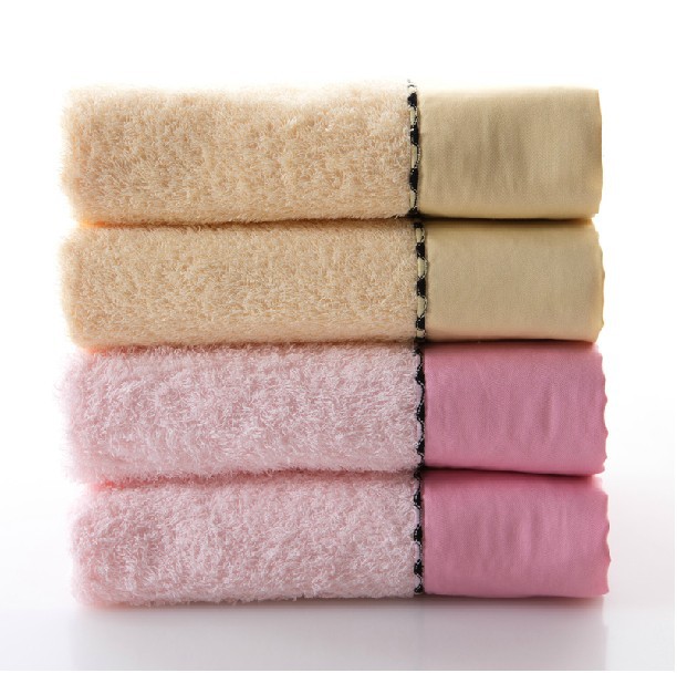 金号依诗家 新疆 长绒棉精梳棉枕巾布艺包边粉色 素色枕巾 sk4204