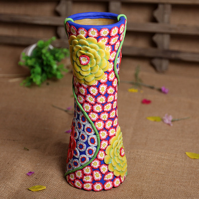 软陶手工家居软装饰品室内电视柜工艺品摆件简约插花花瓶客厅摆饰