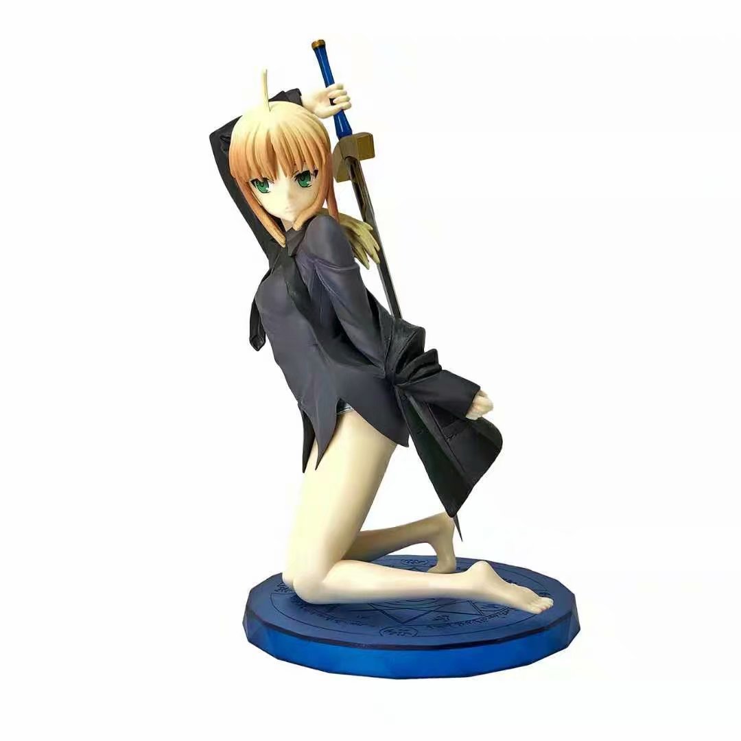 命运之夜 fate saber 跪姿塞巴 黑衬衫 盒装玩具 手办摆件模型