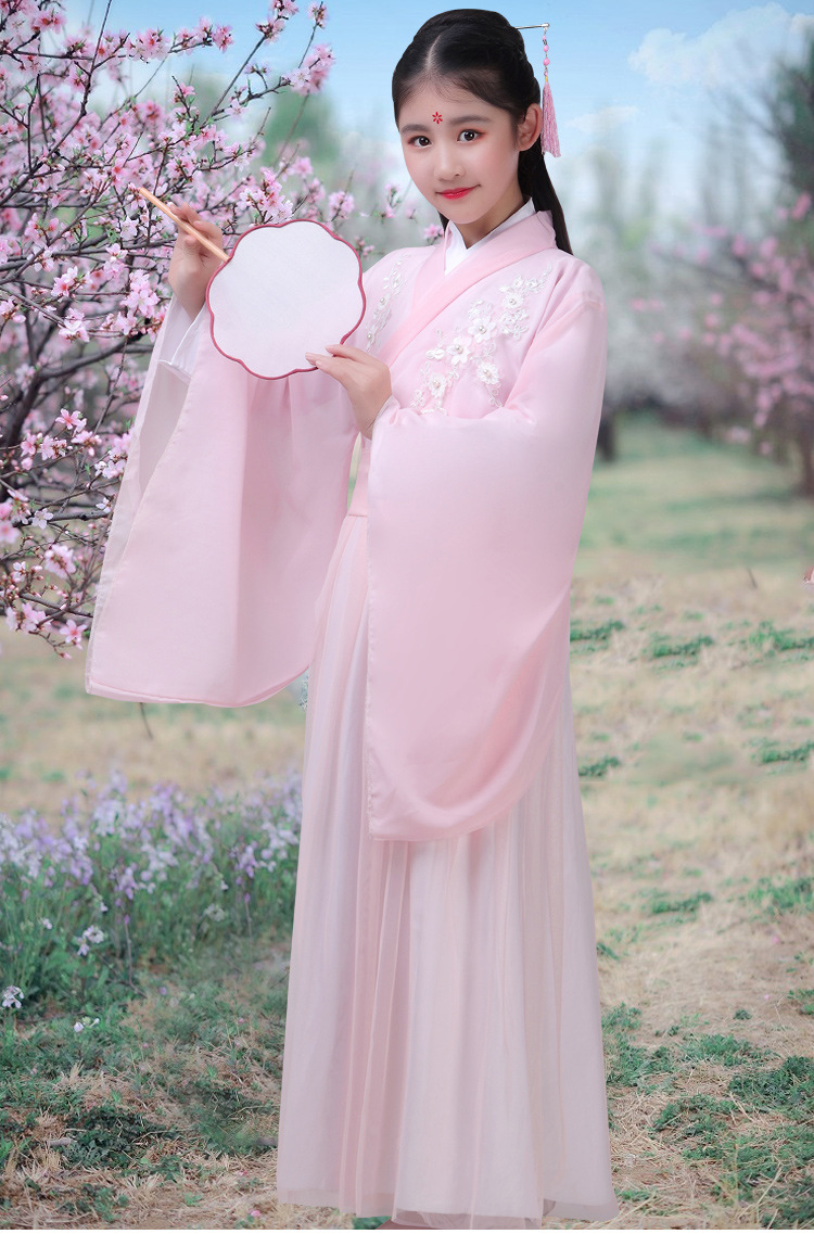 汉服儿童小孩古装仙女广袖流仙裙中国风古代公主轻纱古装古筝礼服