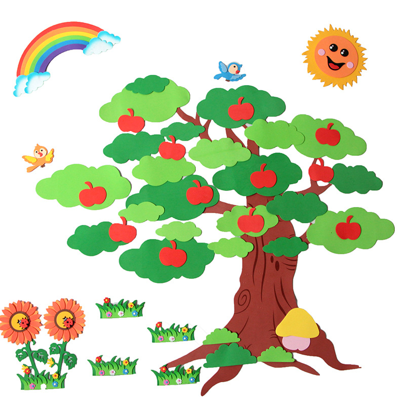 大苹果树许愿树场景布置小学幼儿园班级文化教室diy装饰立体墙贴