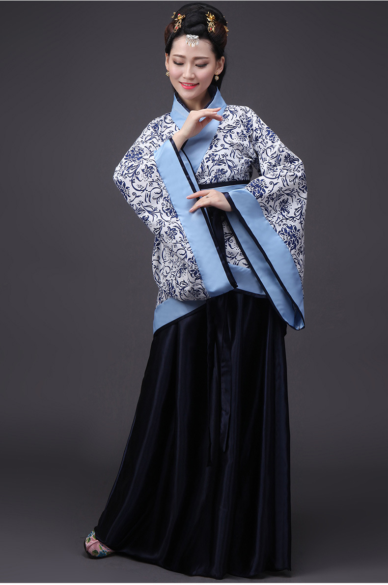 新款古装改良汉服女春季写真古筝演出服古代女装襦裙曲裾表演服装