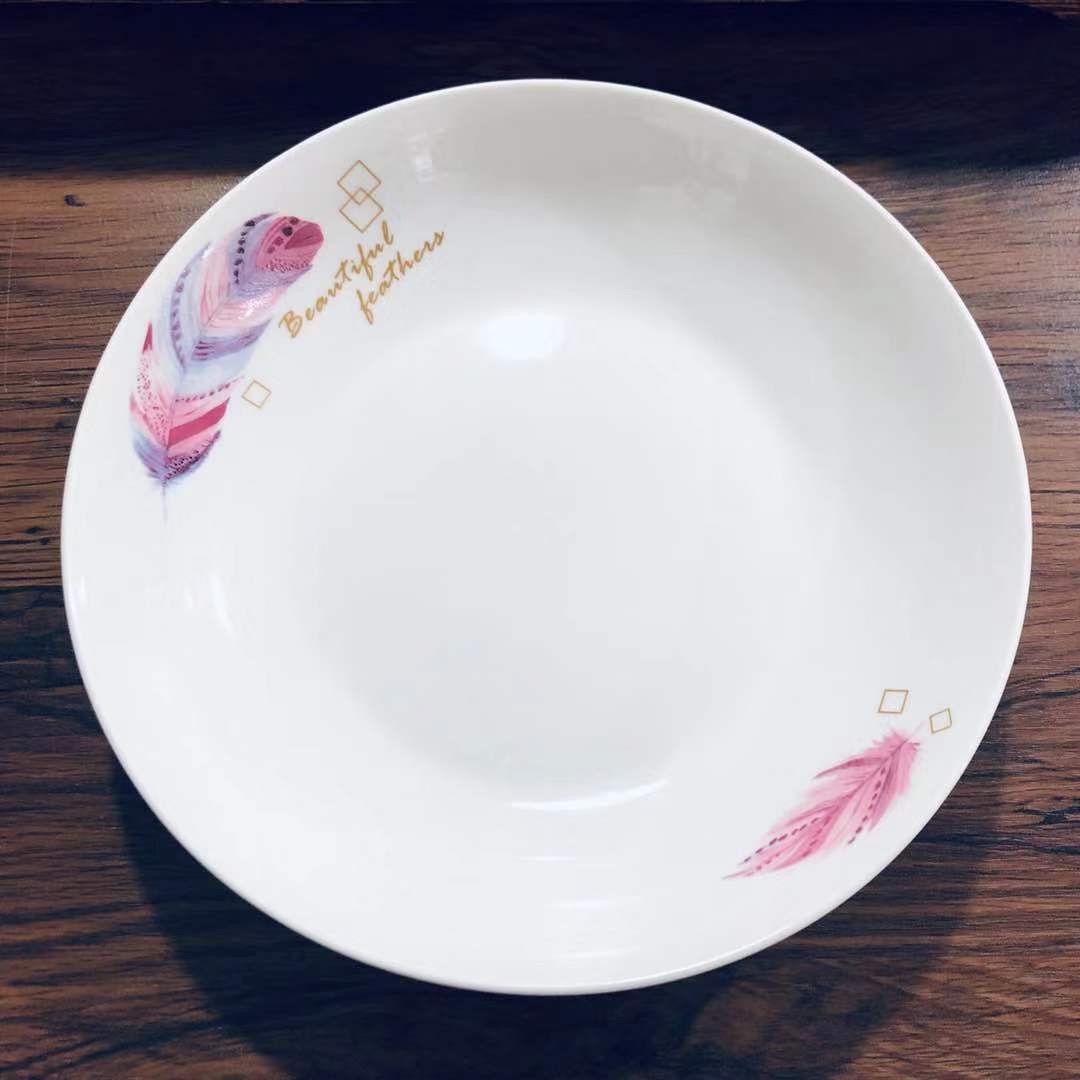 厂家批发普花陶瓷盘子菜盘家用 2元店陶瓷餐具活动礼品赠品瓷盘