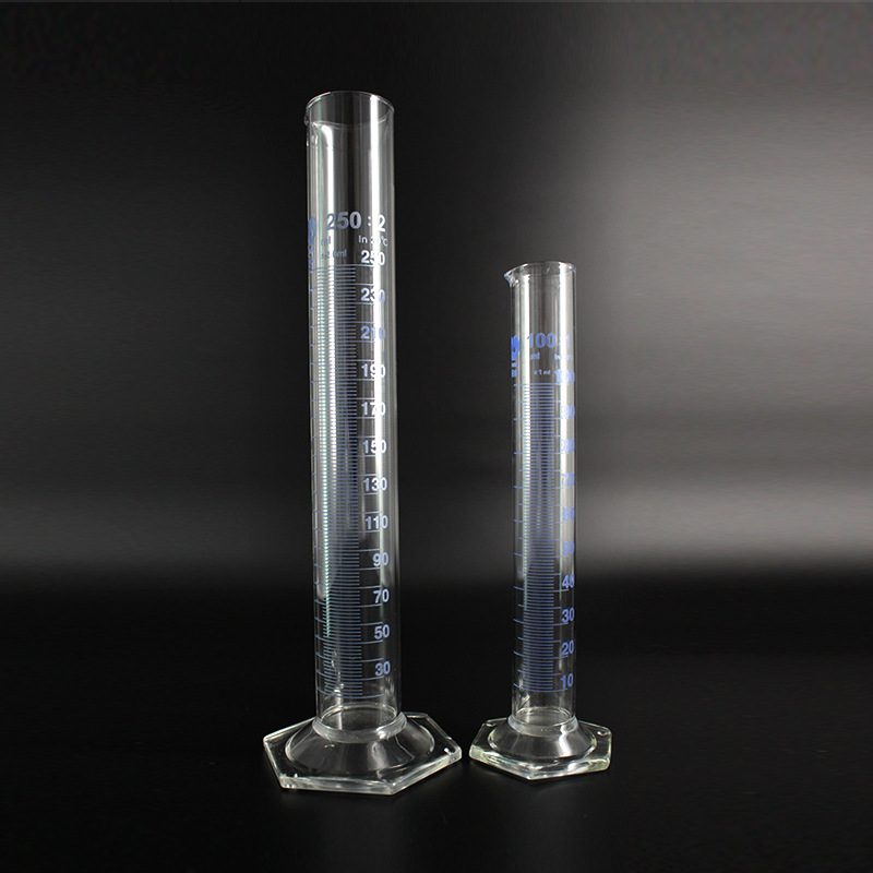 高硼硅玻璃量杯带刻度玻璃量筒100ml250ml500ml实验室量杯多规格