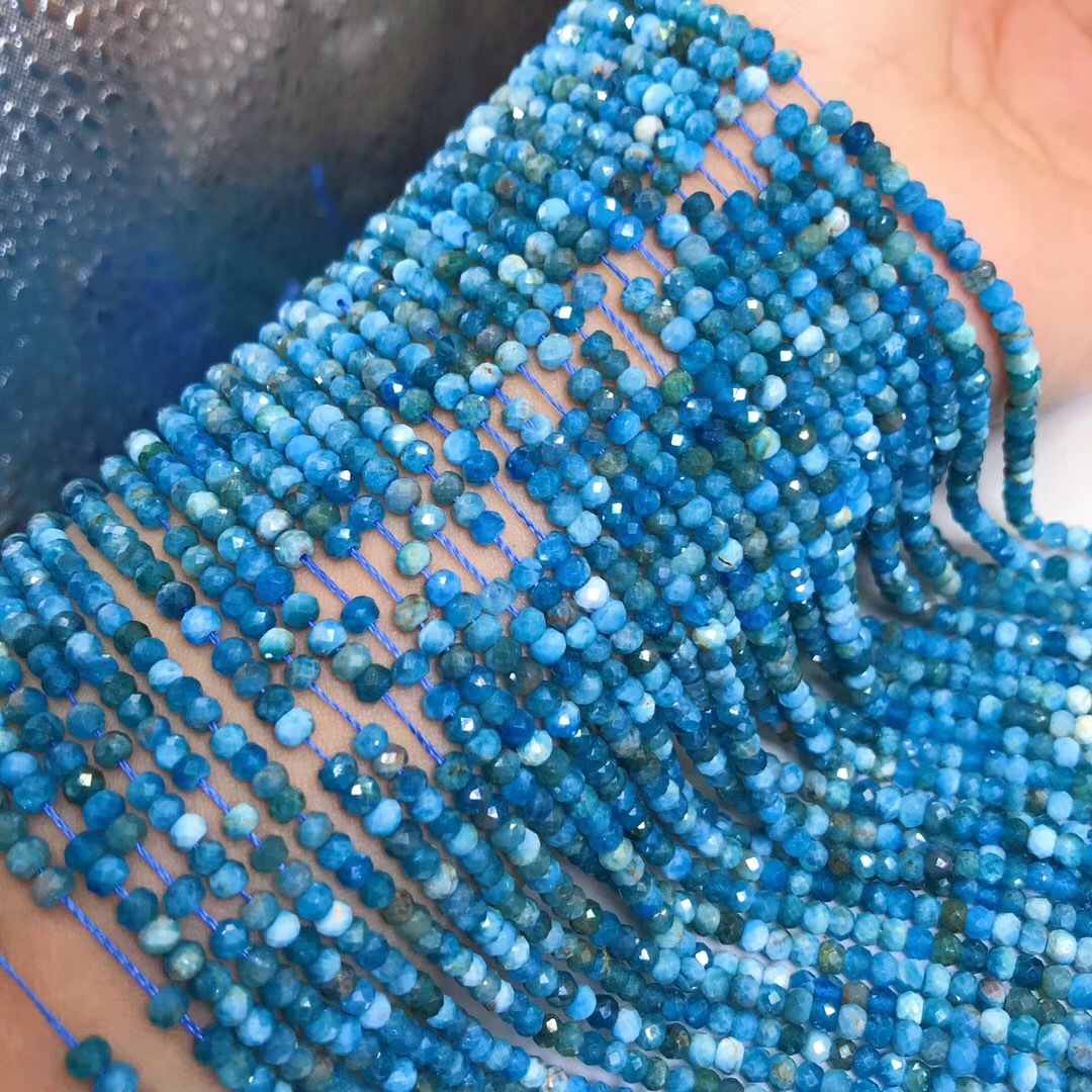 水晶 天然蓝磷辉石盘珠散珠半成品 蓝磷辉圆珠dy饰品厂家批发