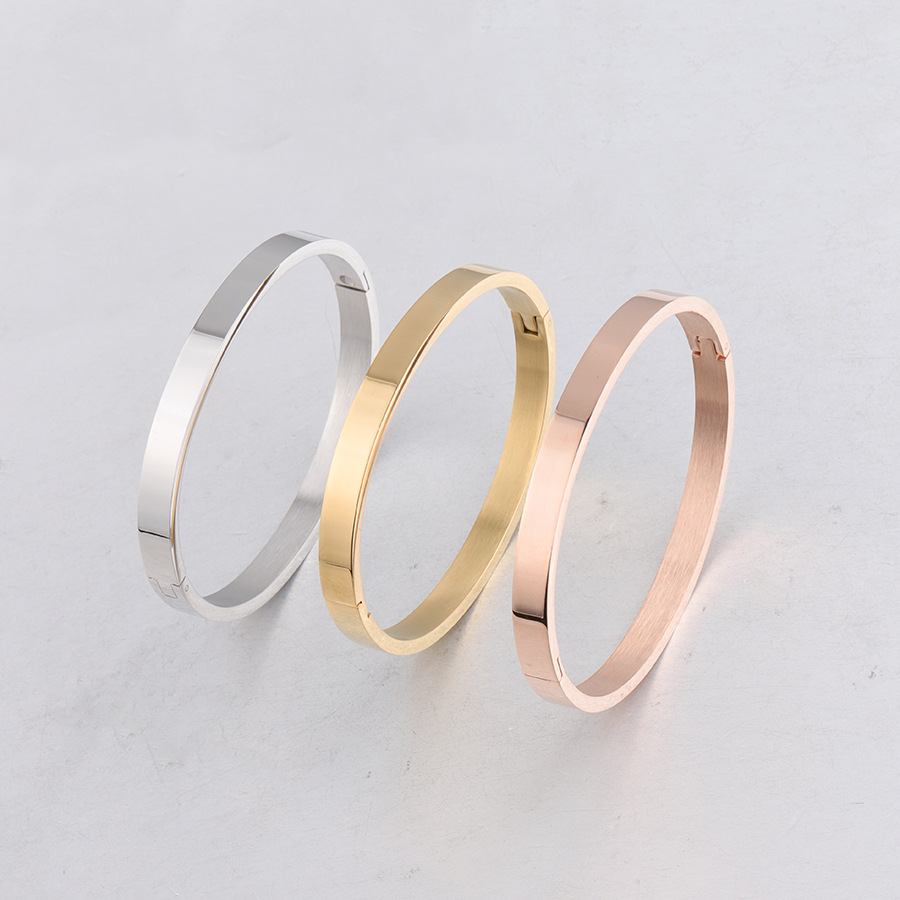 光面镜面卡扣手镯不锈钢蛋形o形手环扣 欧美不锈钢手镯 58mm