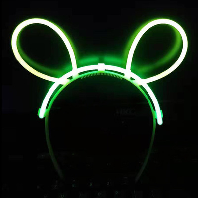 儿童夜晚广场舞发光道具荧光发夹发光发箍夜光兔子耳朵造型批发