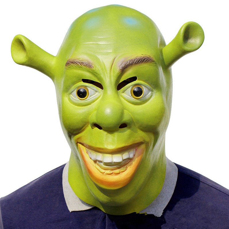 万圣节环保乳胶史莱克面具化妆舞会装扮道具绿脸怪物头套恶搞整人