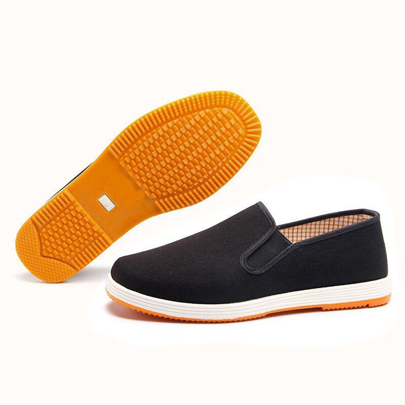 Factory Wholesale Old Beijing Cloth Shoes Men's Bottom Rubber Sole Solid Color Men's Black Cloth Shoes Beef Tendon Yellow Army Board Shoes