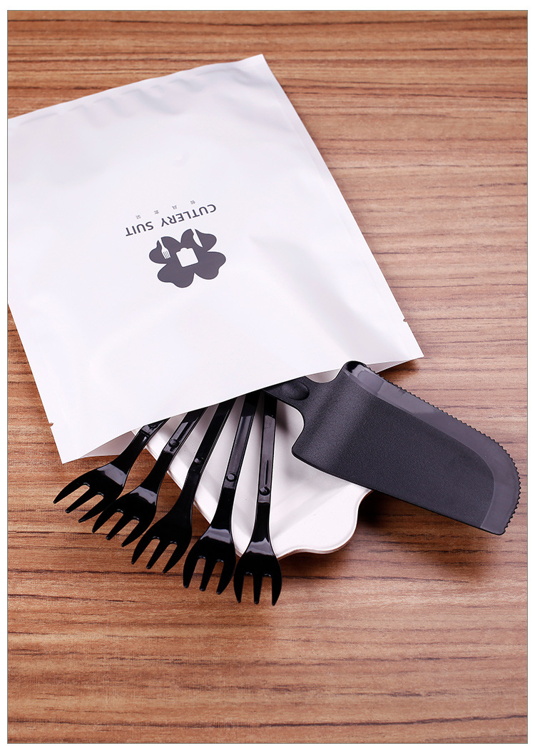 一次性餐具用品 食品级珠光膜包装袋5人份蛋糕刀叉套装