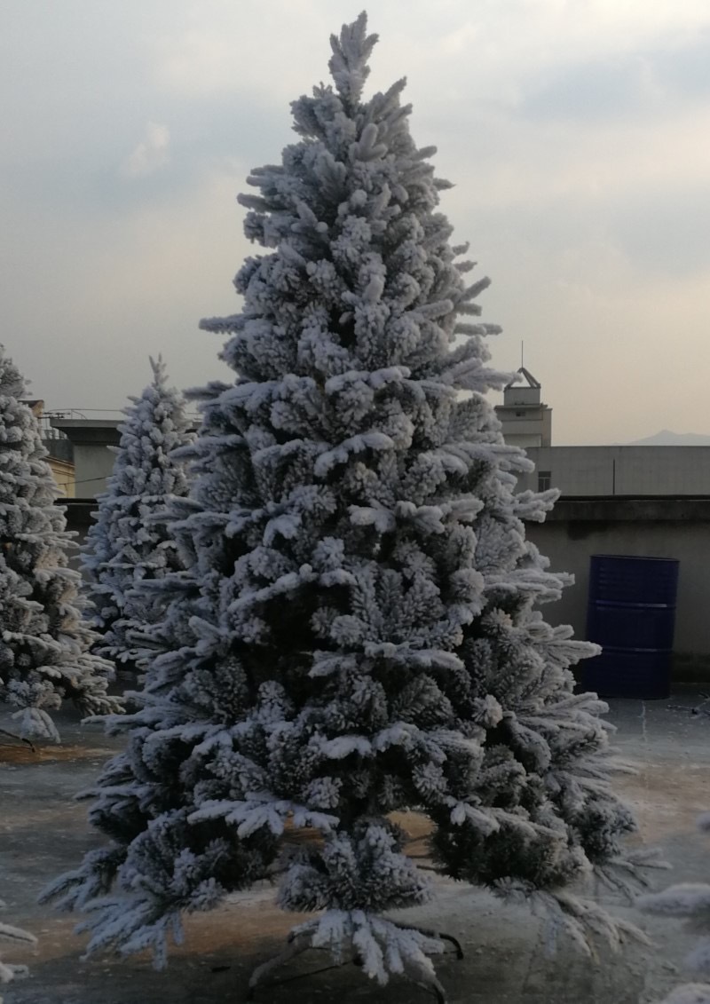 8米2米植绒圣诞树pe圣诞树植绒雪花圣诞树圣诞装饰品