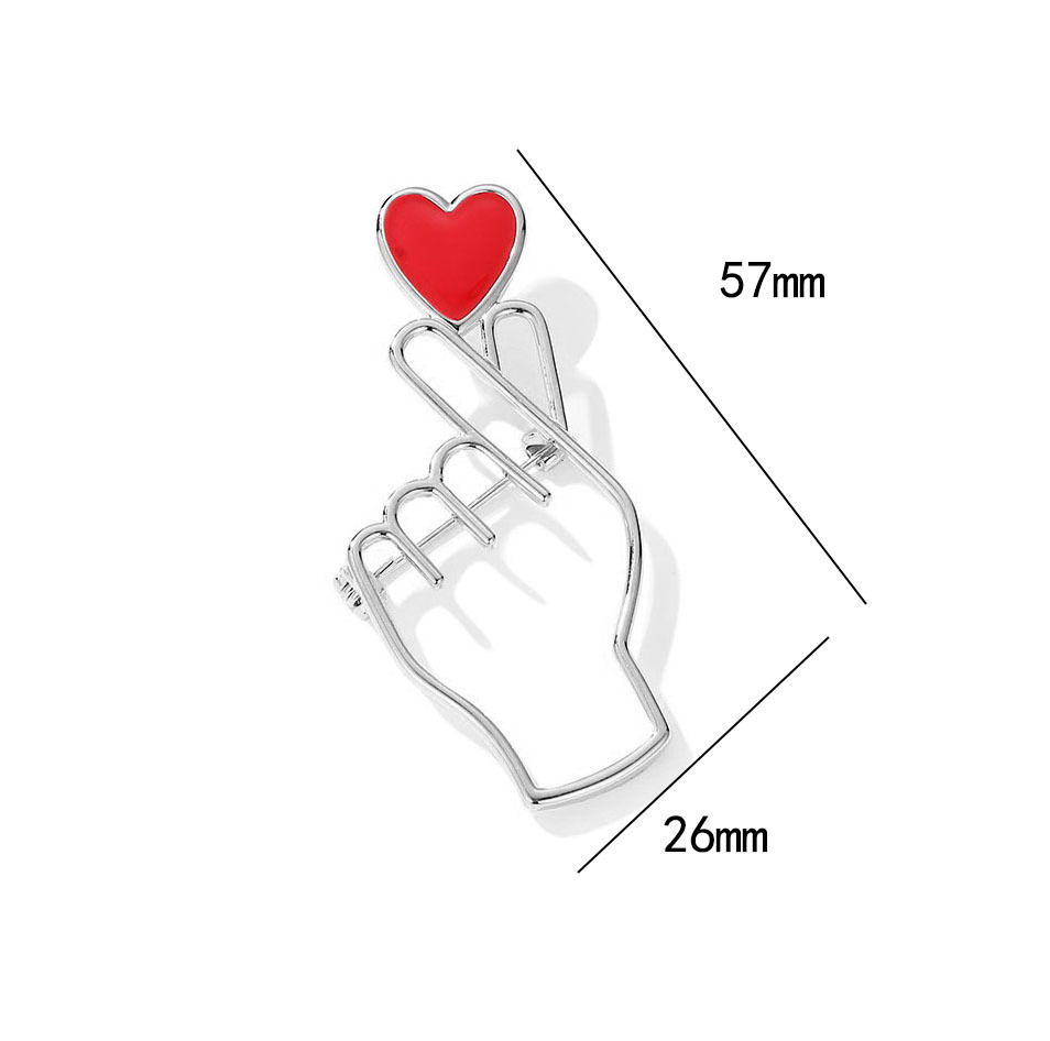 韩时尚情侣胸花 ins风超火小爱心比心手势甜蜜胸针别针 红心徽章