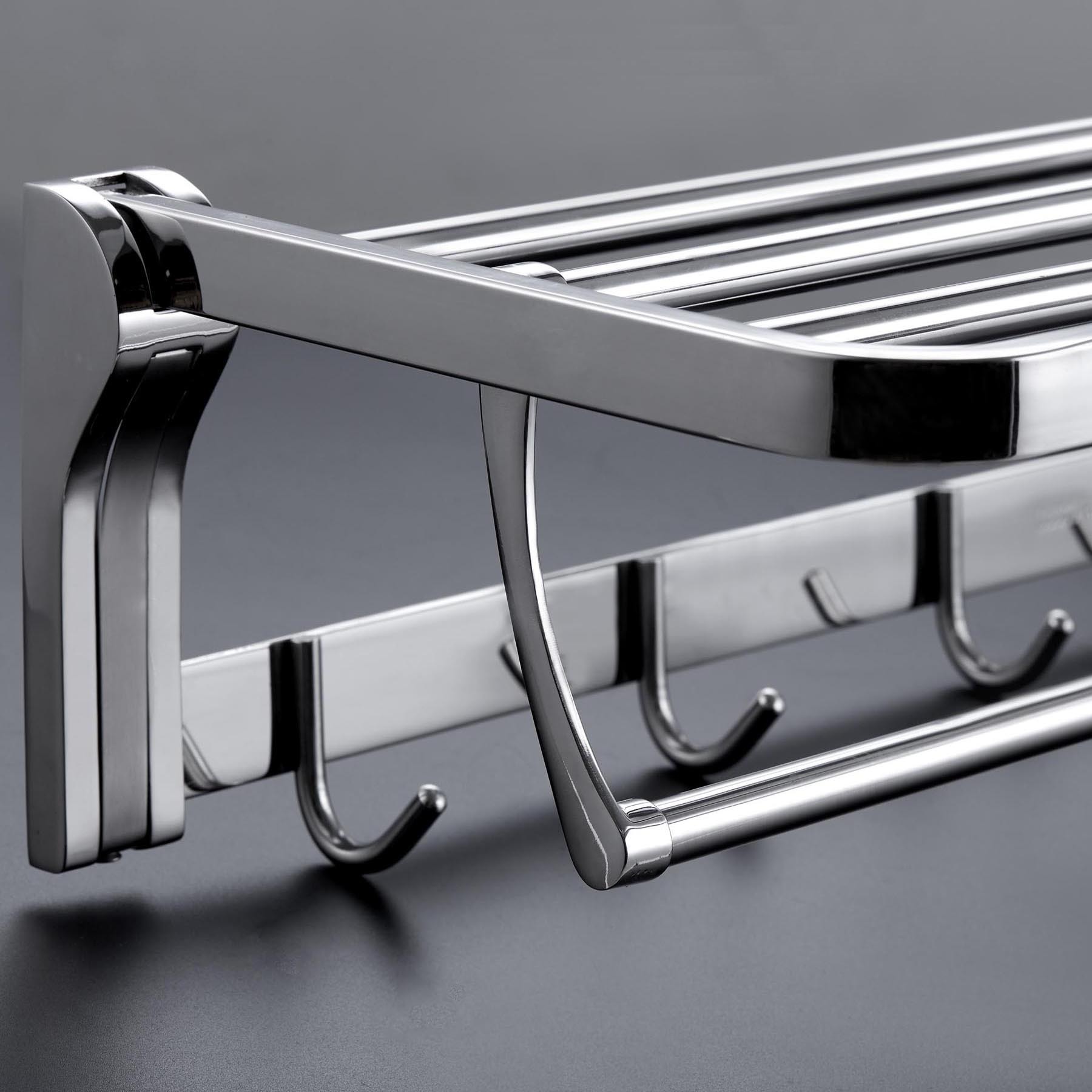 不锈钢毛巾架浴室双层折叠毛巾杆酒店卫浴挂件浴巾架卫生间置物架