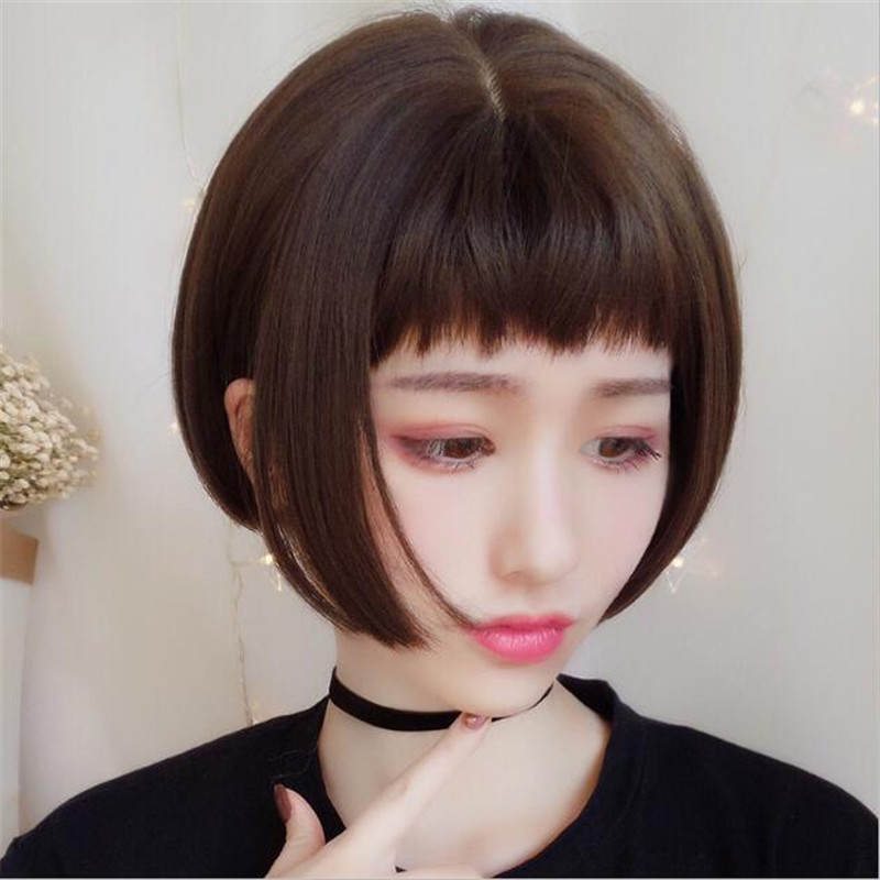 韩版狗啃刘海假发女短bobo修脸蓬松网红逼真学生头短直发一件代发