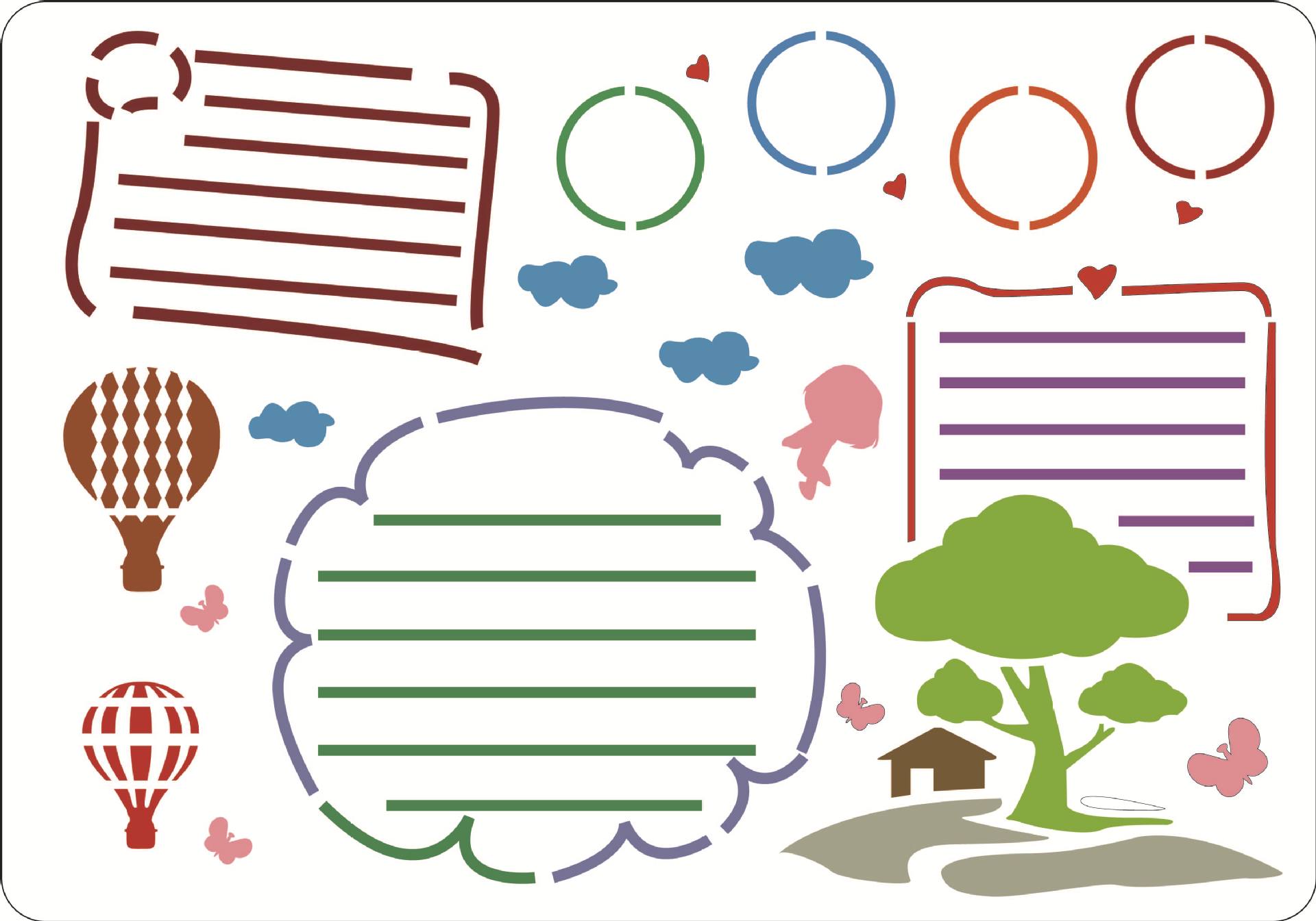 a4绘画模板厂家直销小学生手抄报模板diy镂空手绘涂鸦模板尺