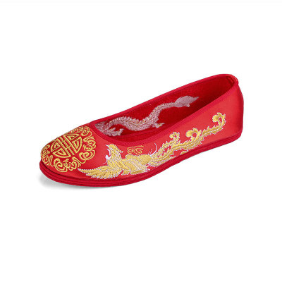 新款一件代发红色绣花鞋新娘中式结婚鞋龙凤千层底布鞋秀禾鞋婚宴