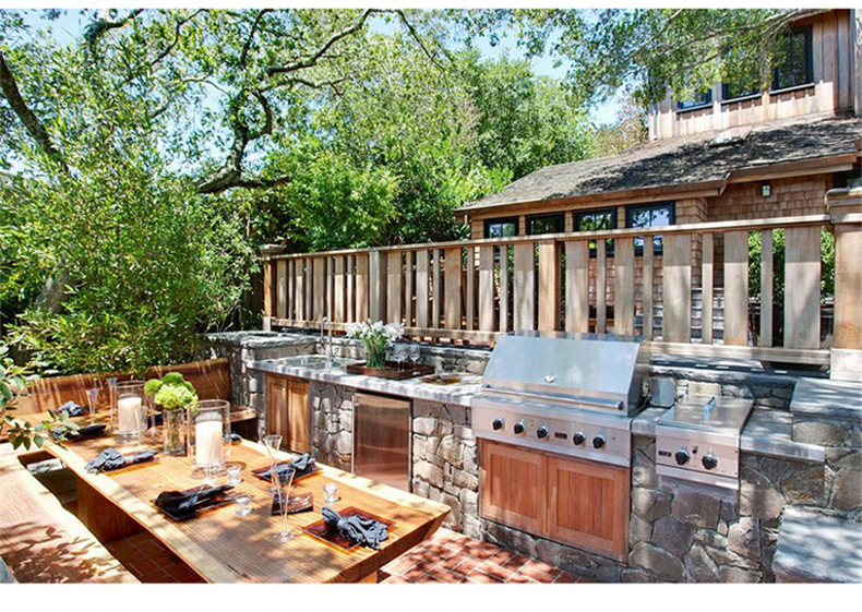 燃气烧烤炉嵌入式烧烤炉不锈钢烧烤架别墅庭院烧烤台gas grill