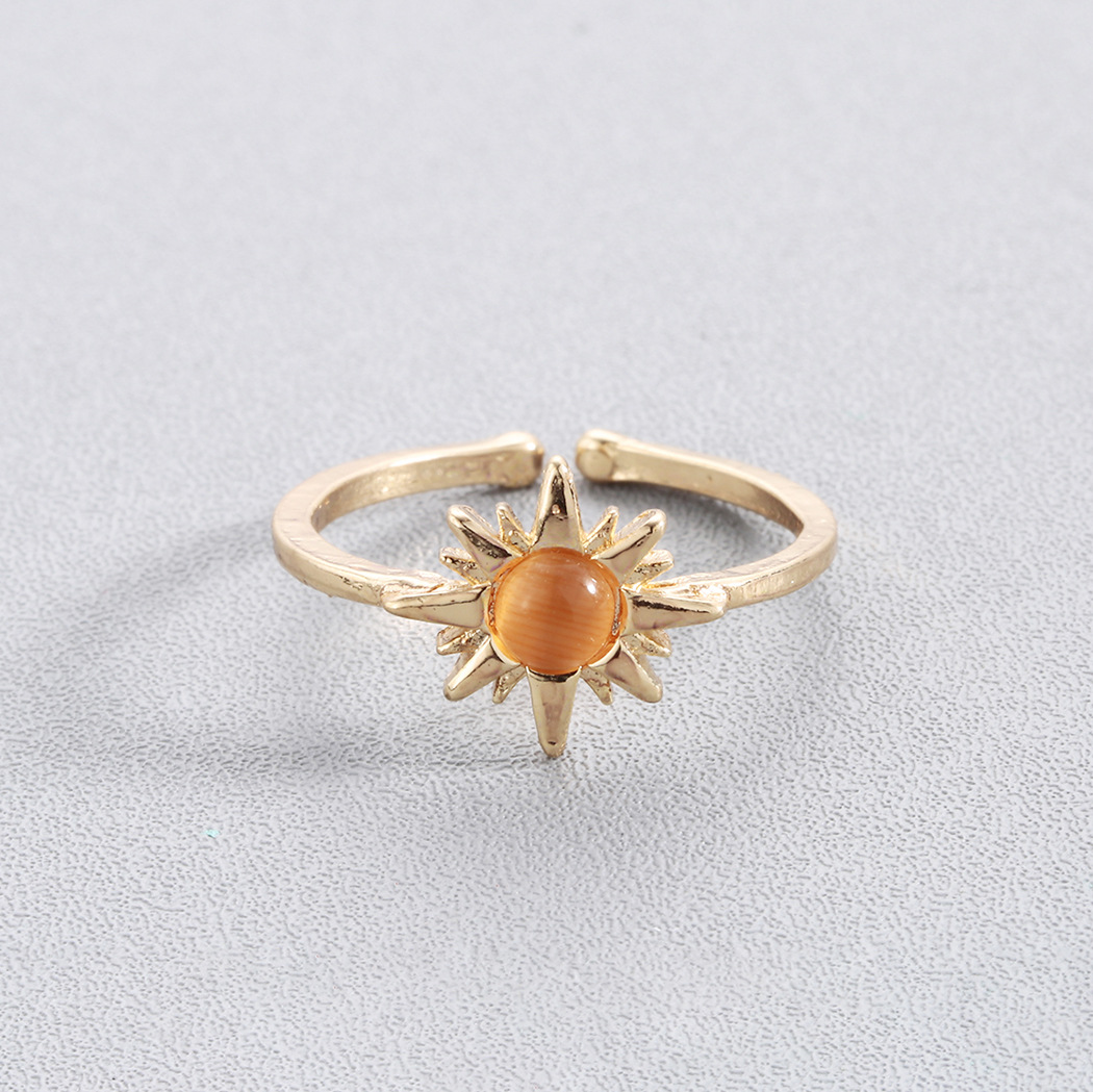 cxwind时尚太阳戒指蛋白石森伯斯特开口戒子男女款速卖通ebay供货