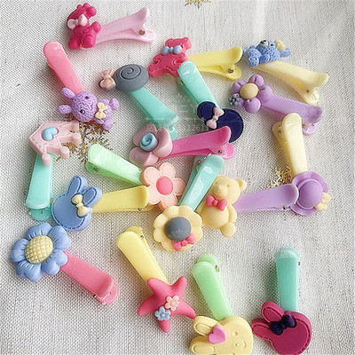 手工diy发夹材料塑料鱼嘴夹果冻色方夹 儿童发饰饰品配件尖嘴夹子