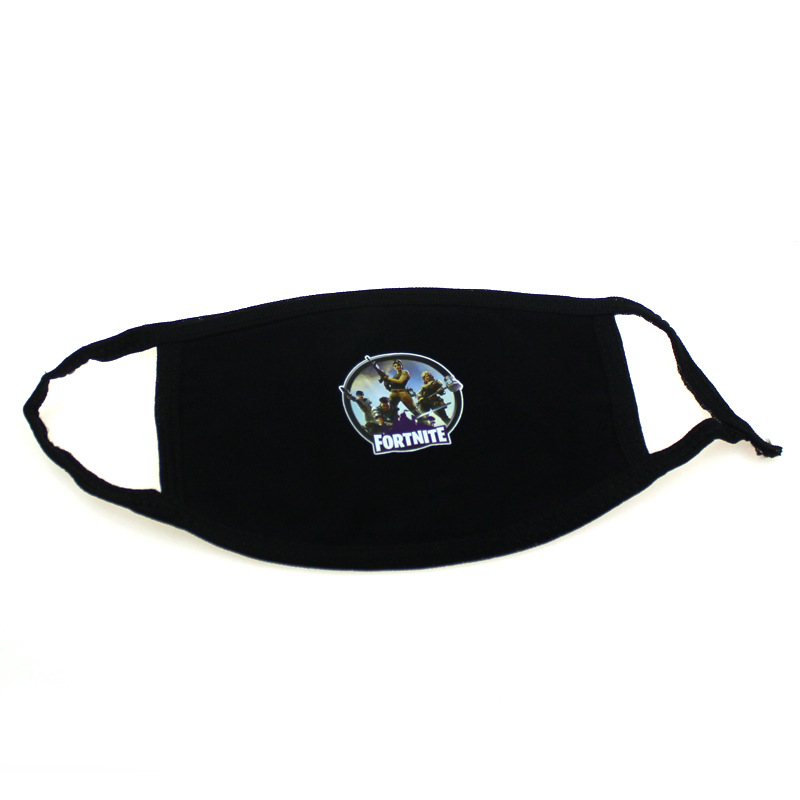 游戏堡垒之夜外贸黑棉色口罩防尘透气面罩印花logo热转印口罩定制