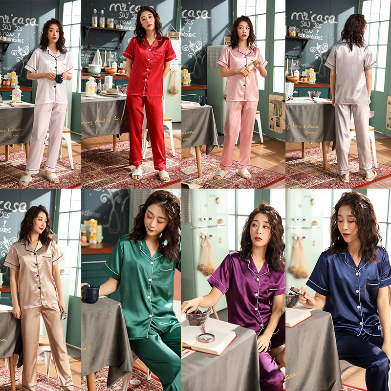 Good Dream Couple Pajamas Women's Summer Sleep Sexy Thin Ice Silk Korean Style Women's Artificial Silk Homewear Suit