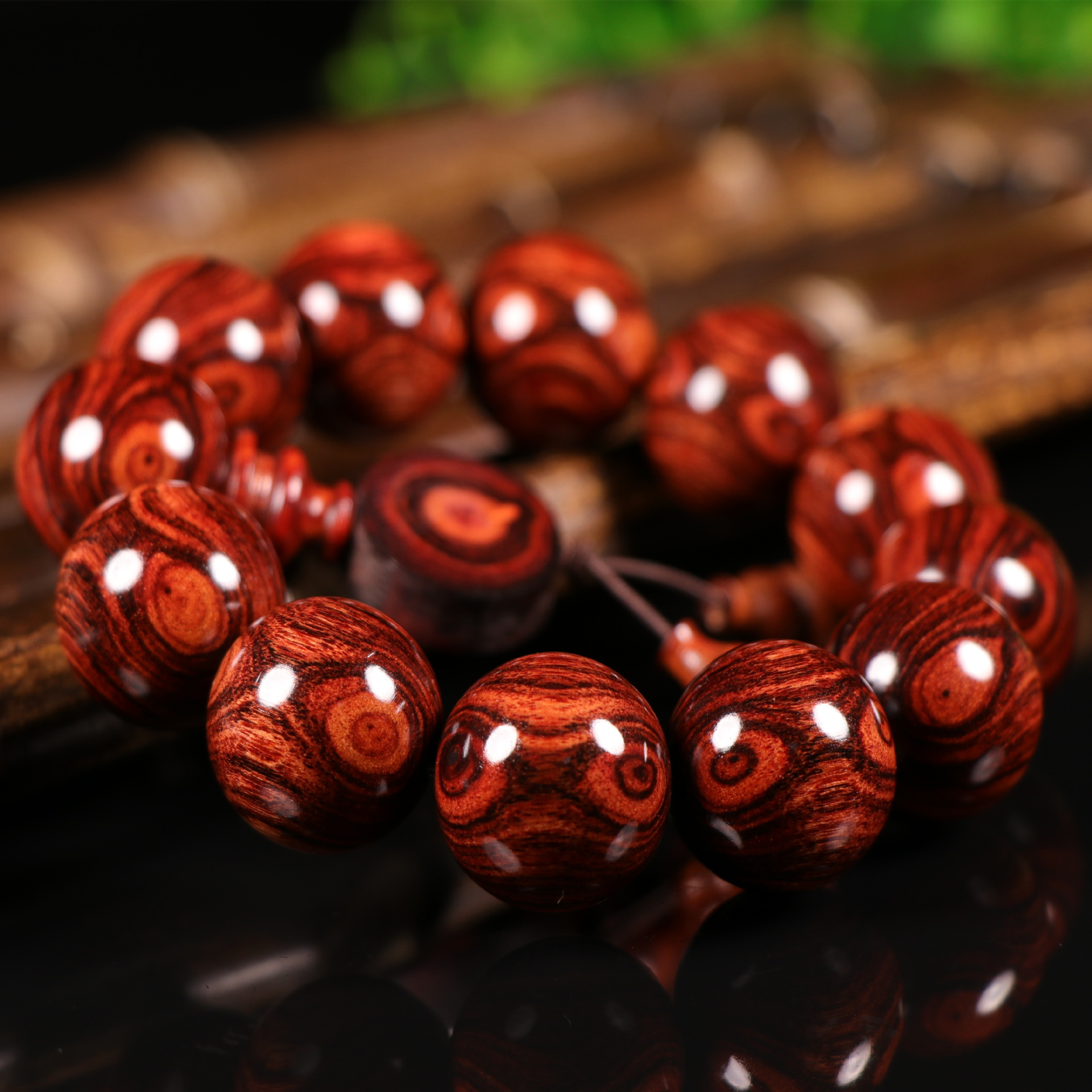 海南黄花梨手串2.0鬼脸对眼佛珠手链油梨老料佛珠男女款海黄手链