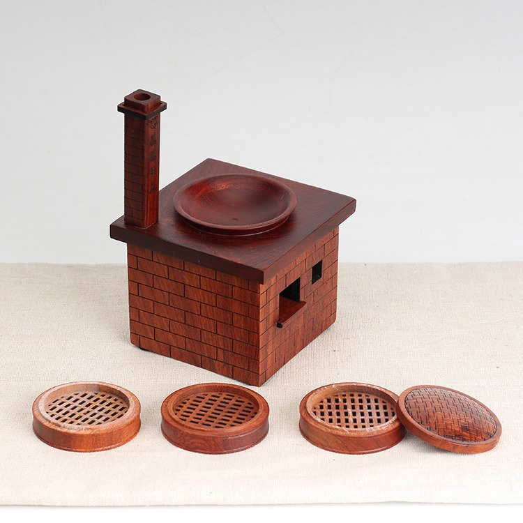 花梨木家居办公摆件灶台蒸笼蒸蒸日上红木老料收藏文玩手把件送礼