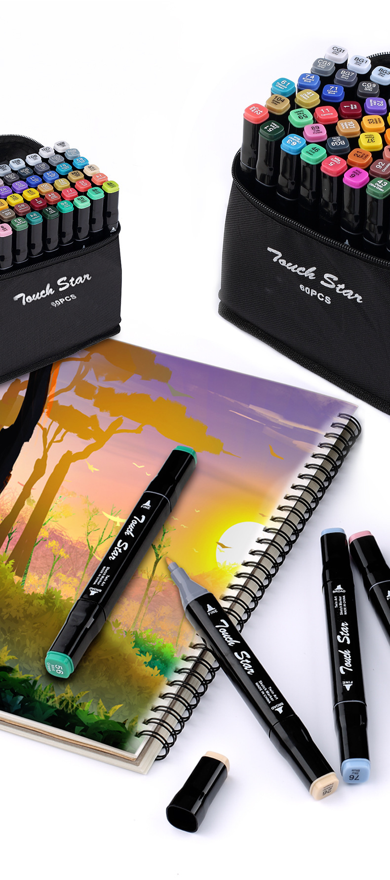 厂家直销双头酒精马克笔 正品touch marker 手抄报马克笔套装