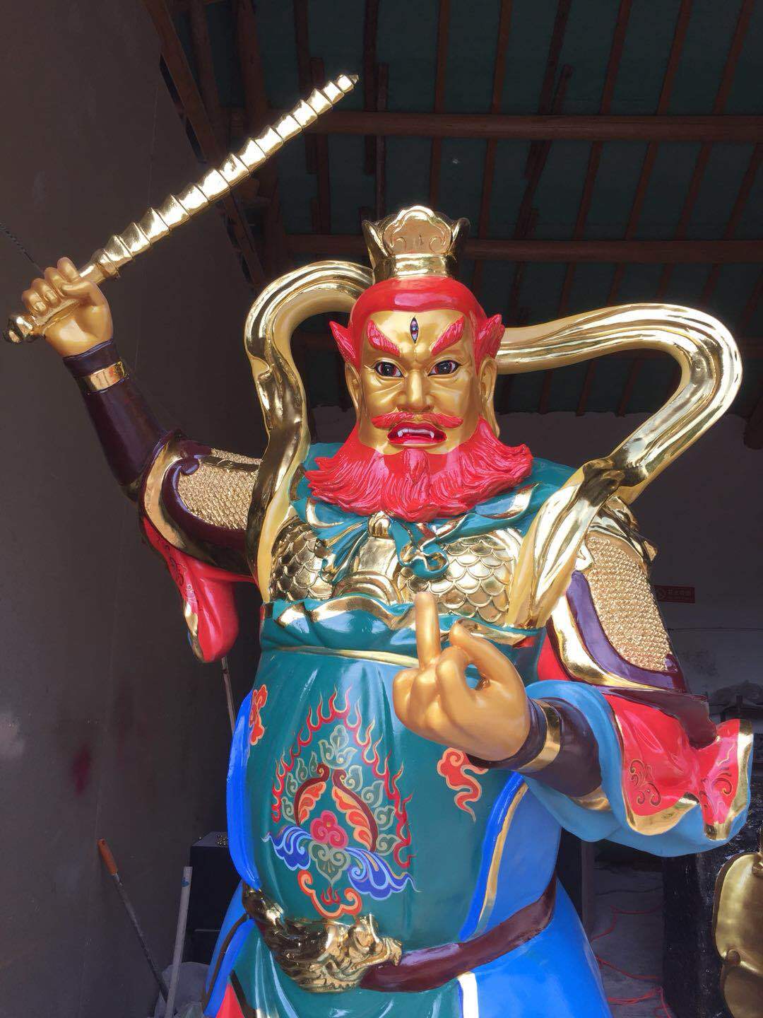 铜塑 树脂 木雕王灵官火神神像极彩古彩贴金河南善缘佛像厂直销