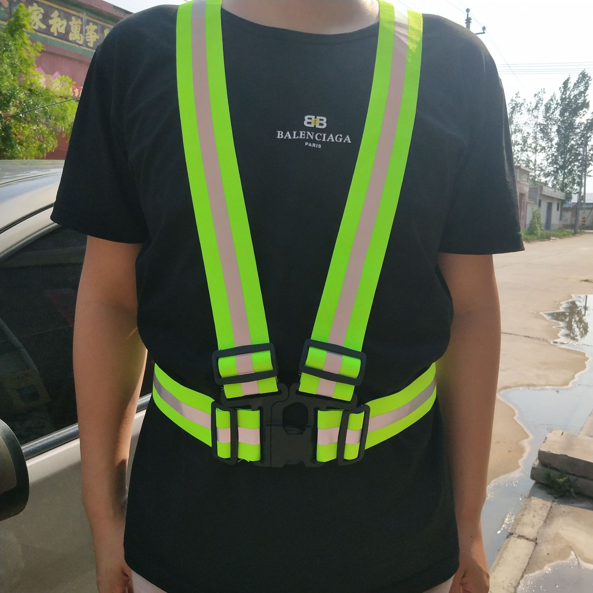 高亮弹力反光背带 反光松紧背带骑行夜跑机场安全服发光弹力背带