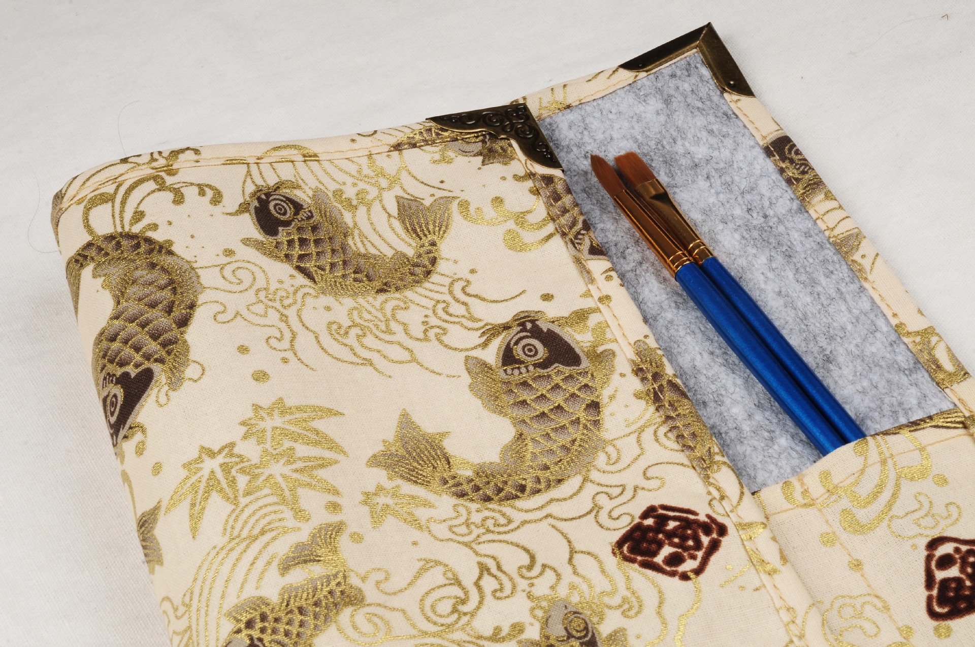 手工创意毛笔笔帘卷笔袋毛笔收纳文房四宝 绘画文具包书法国画