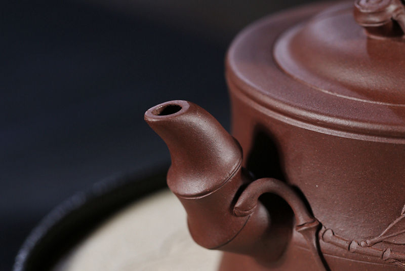 纯手工茶壶 原矿紫泥竹段泡茶壶名家王兆春手制紫砂壶375毫升茶具