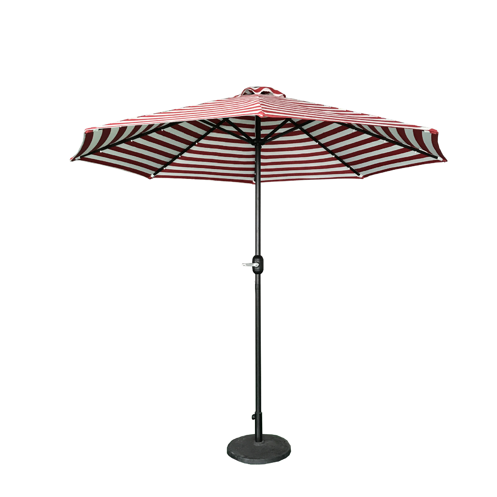 led红白条纹中柱伞 太阳能发光手摇户外沙滩伞厂家防风防嗮沙滩伞