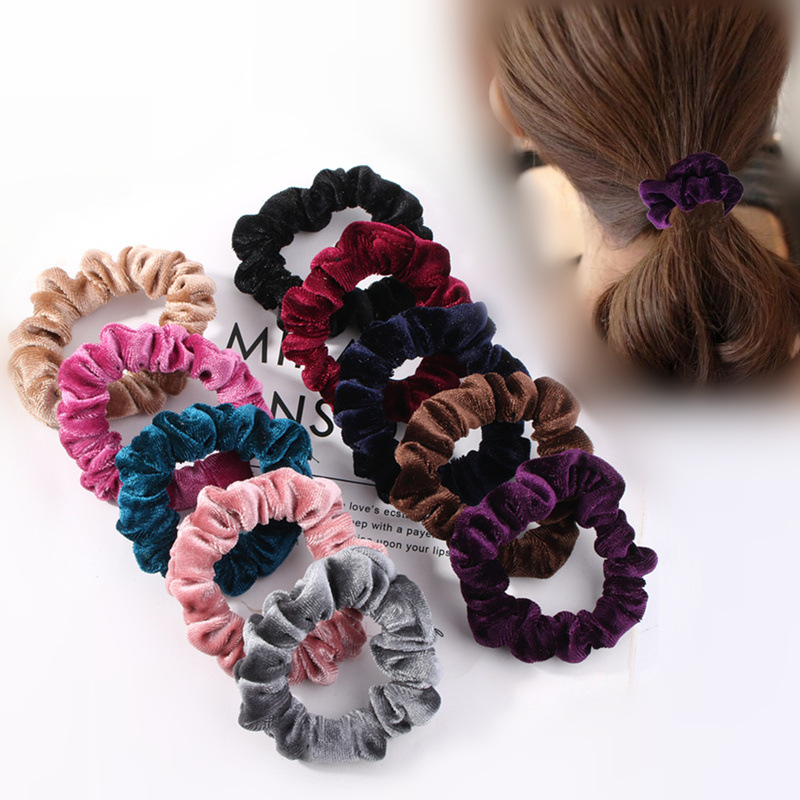 korean flannel large intestine ring hair ring simple black thick hair rope headdress flower plate hair tie hair band hair rope wholesale