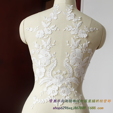 法国进口纯棉线蕾丝花朵面料高档婚纱礼服 手工diy花边辅料 超大