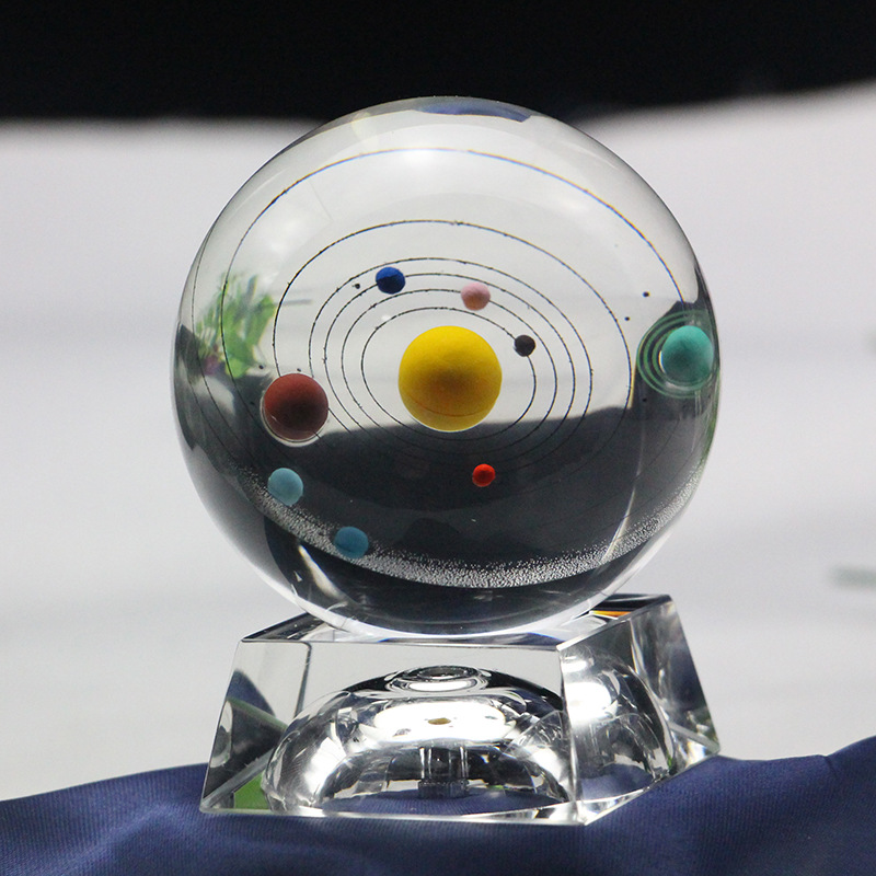 水晶球八大行星摆件3d水晶太阳系银河系创意礼品生日礼物家居装饰