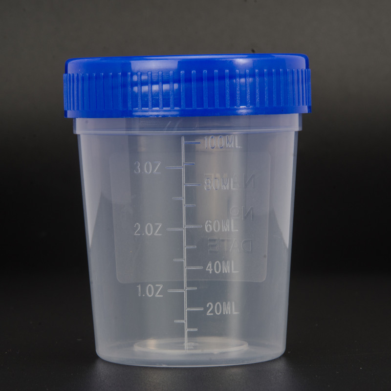 蓝盖塑料量杯120ml量药杯120毫升4盎司带刻度生物实验小桶