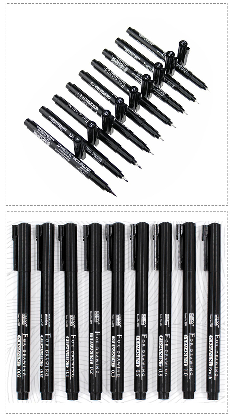 日本美辉380油性针管笔草图笔绘图勾线笔手绘动漫高达模型勾线笔