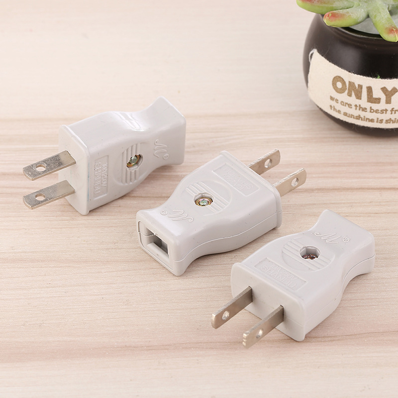 厂家直销高品质两脚插头居家用双向接线插头白色插头批发量大从优