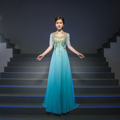 2019新款宴会大合唱演出服女礼服长裙中老年成人25-35周岁合唱团